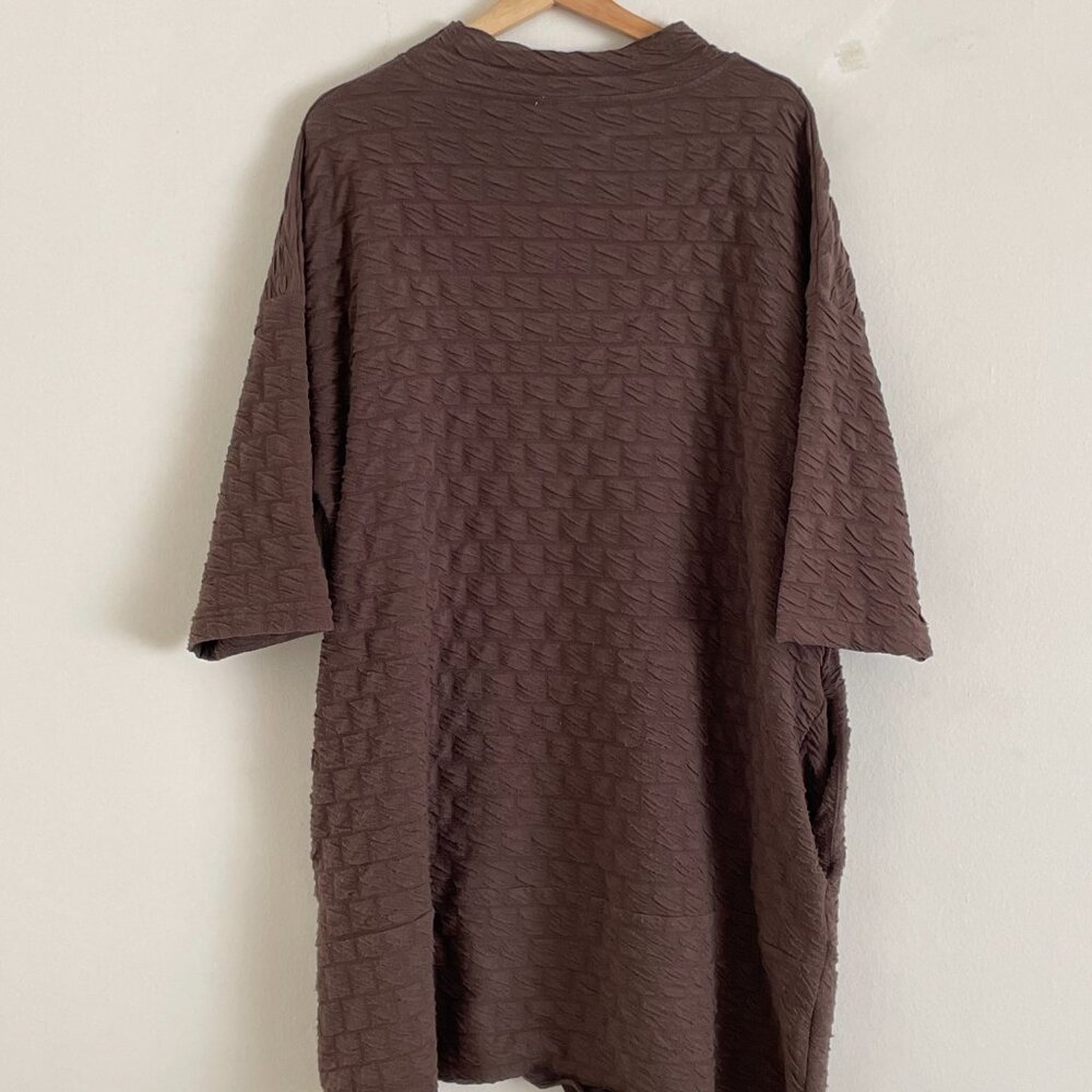 Intentionally Blank Brown Mock Neck Oversized Dress, Box Texture, One Size
